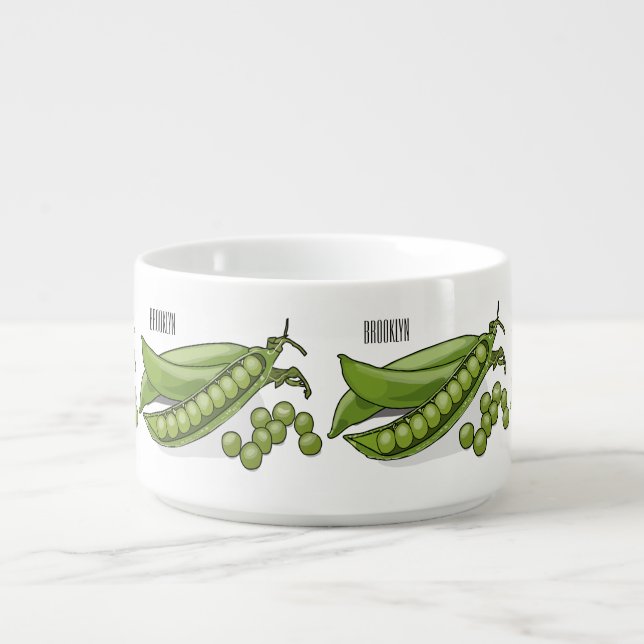 Pea cartoon illustration  bowl (Center)