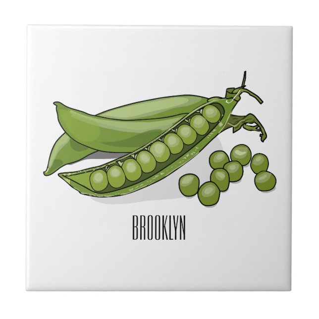 Pea cartoon illustration  ceramic tile (Front)