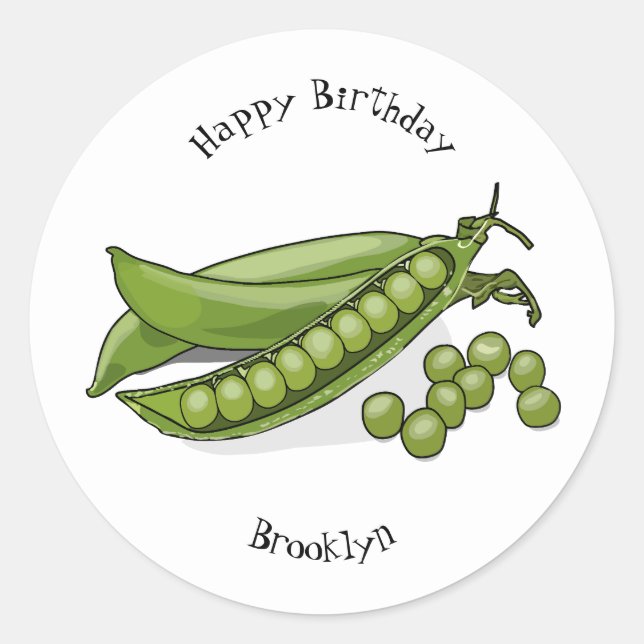 Pea cartoon illustration classic round sticker (Front)