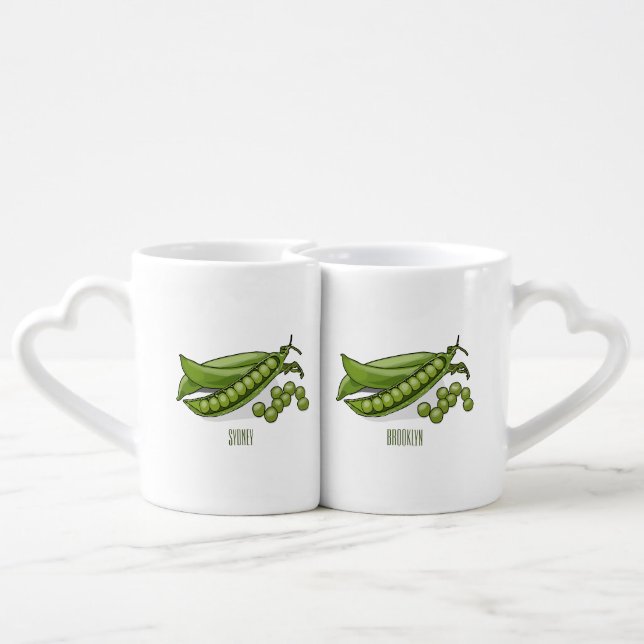 Pea cartoon illustration  coffee mug set (Back Nesting)