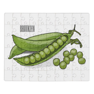 Pea cartoon illustration  jigsaw puzzle