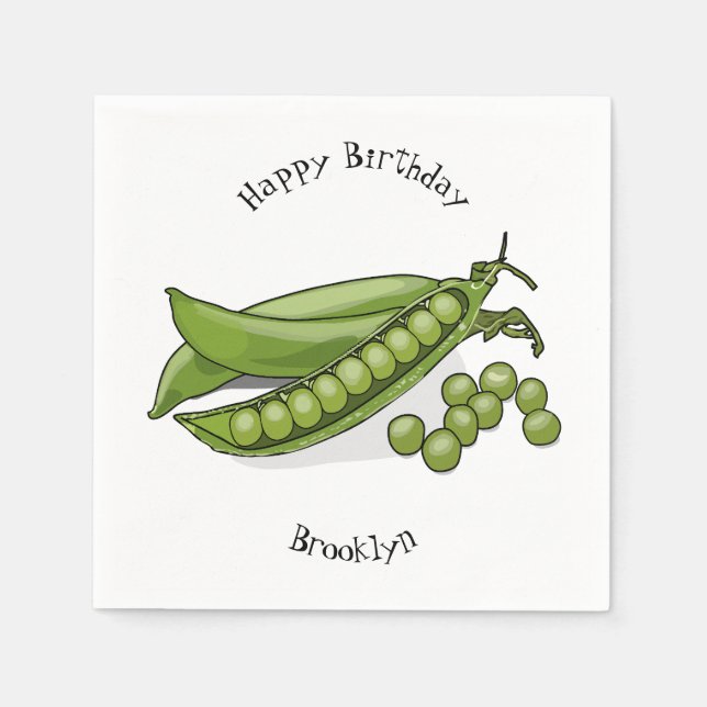 Pea cartoon illustration napkins (Front)