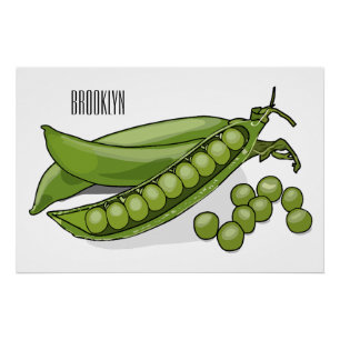 Pea cartoon illustration poster