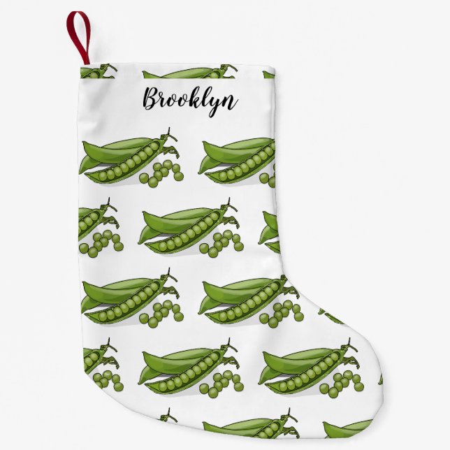 Pea cartoon illustration  small christmas stocking (Front)