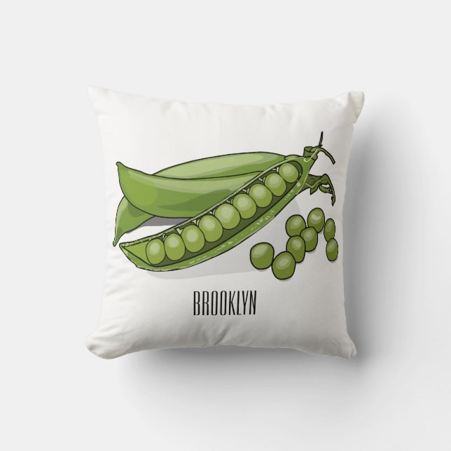 Pea cartoon illustration  throw pillow (Front)