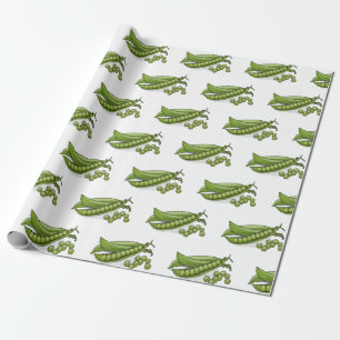 Pea cartoon illustration wrapping paper