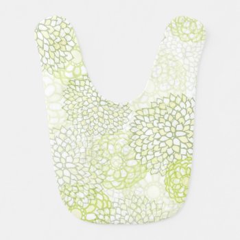 Pea Green And White Flower Burst Design Bib by greatgear at Zazzle