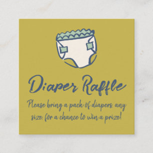 Pea Green Doodle Baby Shower Diaper Diaper Raffle Enclosure Card
