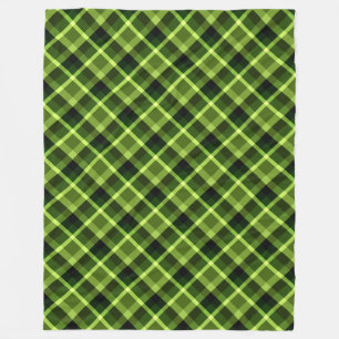 Pea Green Plaid Pattern Large Fleece Blanket