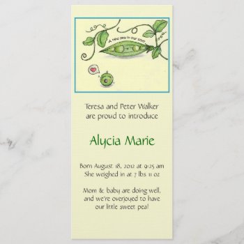 Pea In A Pod Announcement by SERENITYnFAITH at Zazzle
