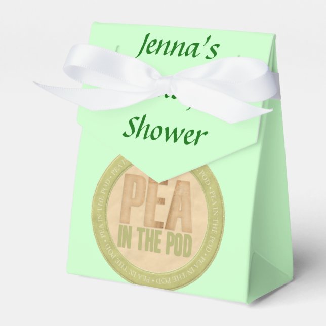 Pea in a Pod Baby Shower Favor Box (Front Side)