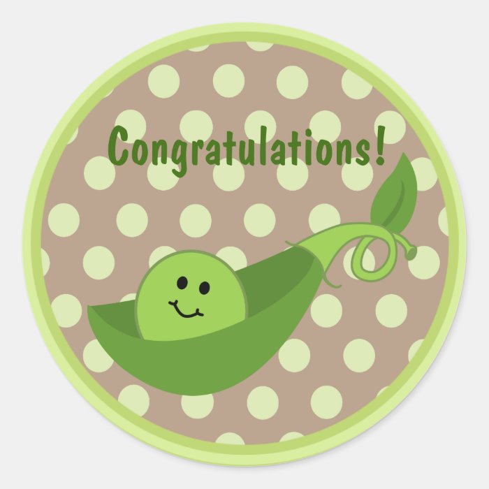 Pea In a Pod Baby Shower Sticker   Green