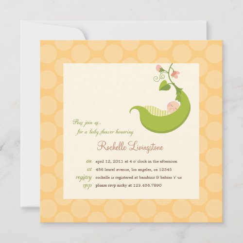 Pea in a Pod Boy Baby Shower Invitation