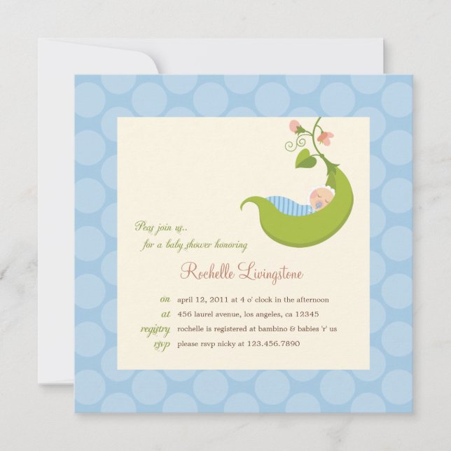 Pea in a Pod Boy Baby Shower Invitation (Front)