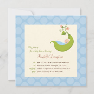Pea in a Pod Boy Baby Shower Invitation