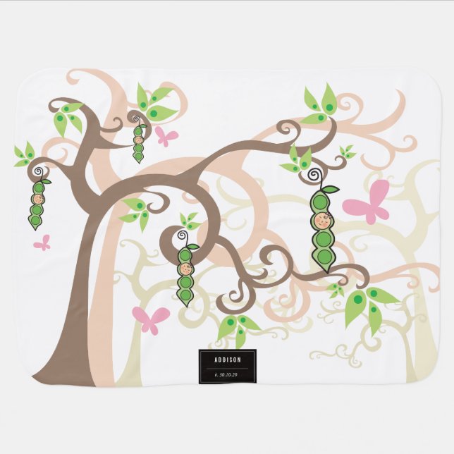 Pea In A Pod Trees New Birth Baby Girl Blanket (Horizontal)