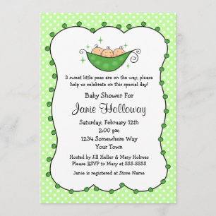 Pea In My Pod Triplets Baby Shower Invitation