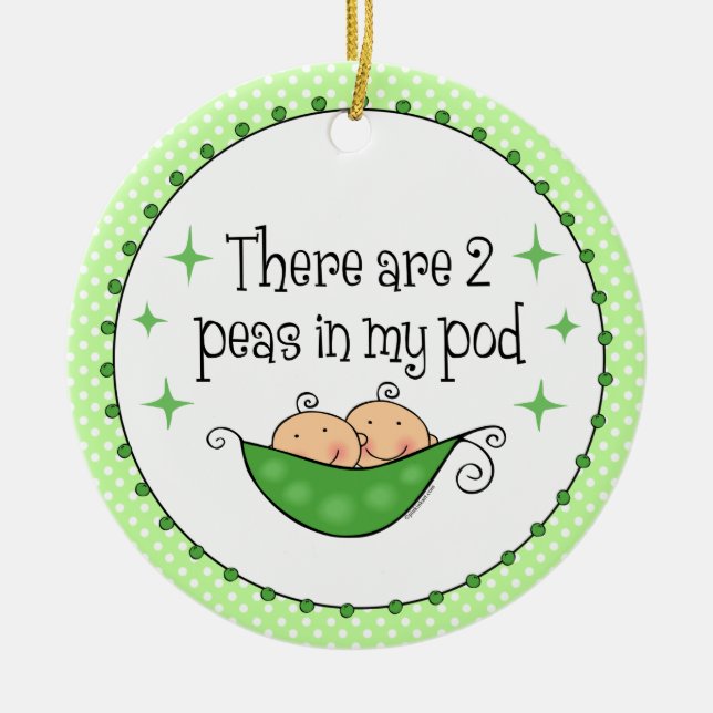 Pea In My Pod Twins Ceramic Ornament (Front)