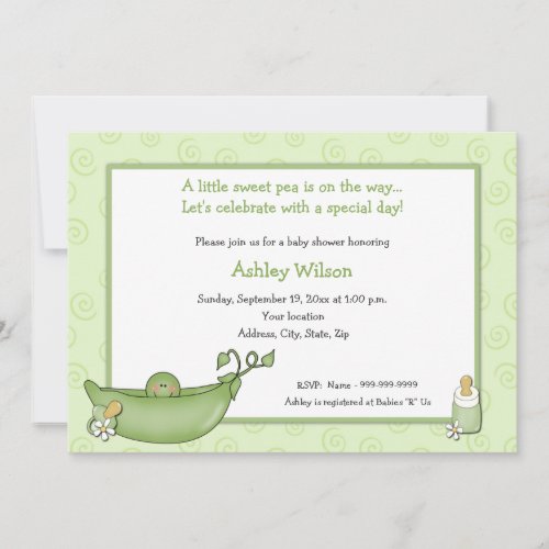 Pea in the Pod Baby Shower Invitations