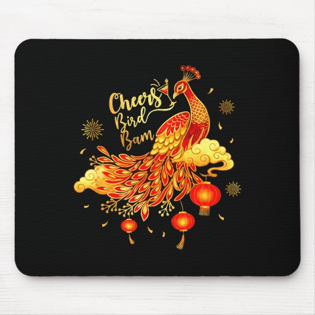 Pea Mahjong Cheers Bird Bam Chinese Mah Jong Game  Mouse Pad (Front)