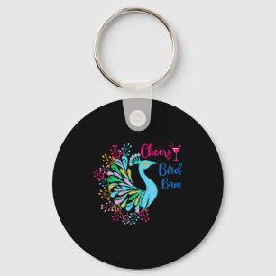 Pea Mahjong Cheers Bird Bam Chinese Mah Jong Wine Keychain