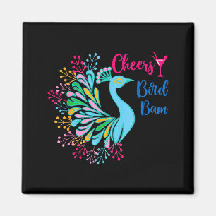 Pea Mahjong Cheers Bird Bam Chinese Mah Jong Wine Magnet