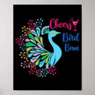 Pea Mahjong Cheers Bird Bam Chinese Mah Jong Wine Poster