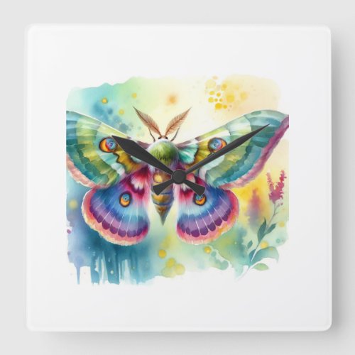 Pea Moth Majesty AREF1124 _ Watercolor Square Wall Clock