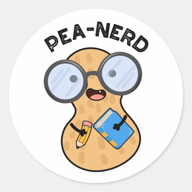 Pea-nerd Funny Nerd Peanut Pun  Classic Round Sticker (Front)