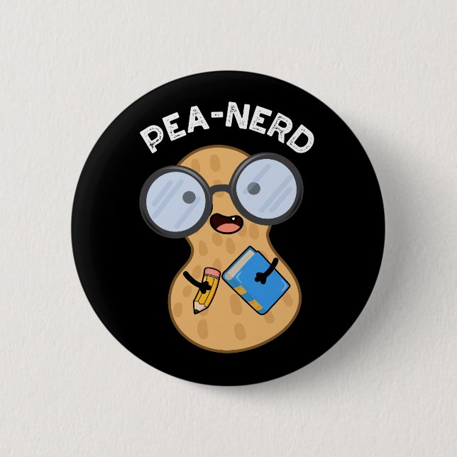 Pea-nerd Funny Nerd Peanut Pun Dark BG Button (Front)