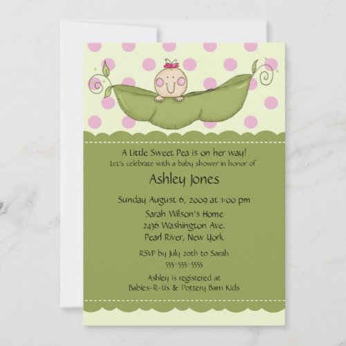Pea Pod Baby Girl Baby Shower Invitations