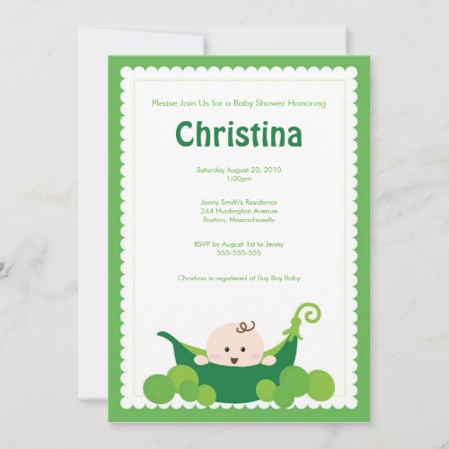 Pea Pod Baby Shower Invitation