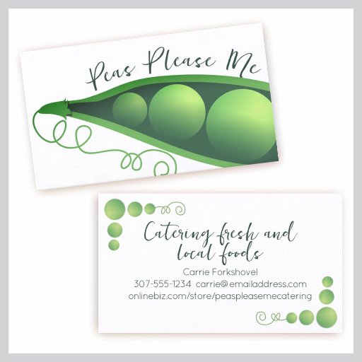 Customizable pea pod catering chef restuarant business card
