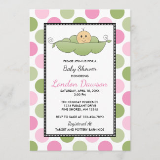 Pea Pod Girl Baby Shower Invitations │ Light Skin