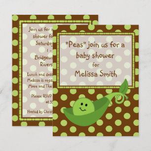 Pea Pod on Polka Dots Neutral Baby Shower Invite