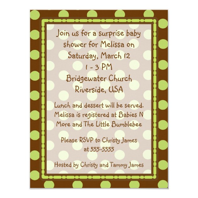 Pea Pod On Polka Dots Neutral Baby Shower Invite