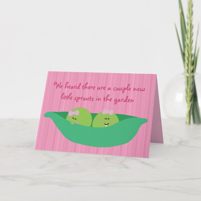 Pea Pod Pals New Baby Girls Congratulations Card (Front)