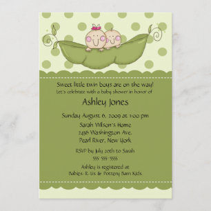 Pea Pod Twin Boy & Girl Baby Shower Invitations