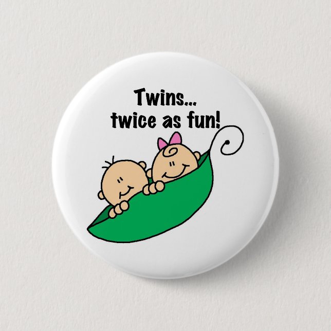 Pea Pod Twins Twice as Fun Button (Front)