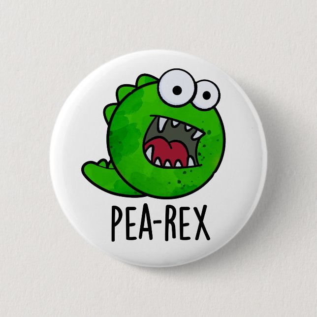 Pea Rex Funny Dinosaur Veggie TRex Pun  Button (Front)