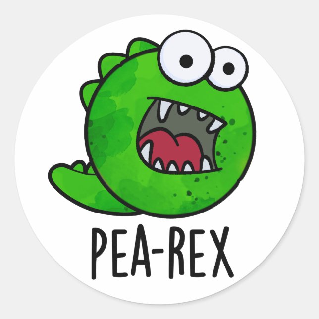 Pea Rex Funny Dinosaur Veggie TRex Pun  Classic Round Sticker (Front)