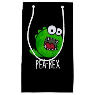 Pea Rex Funny Dinosaur Veggie TRex Pun Dark BG Small Gift Bag