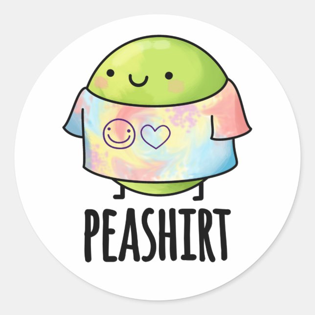 Pea Shirt Funny Veggie Pea TShirt Pun  Classic Round Sticker (Front)