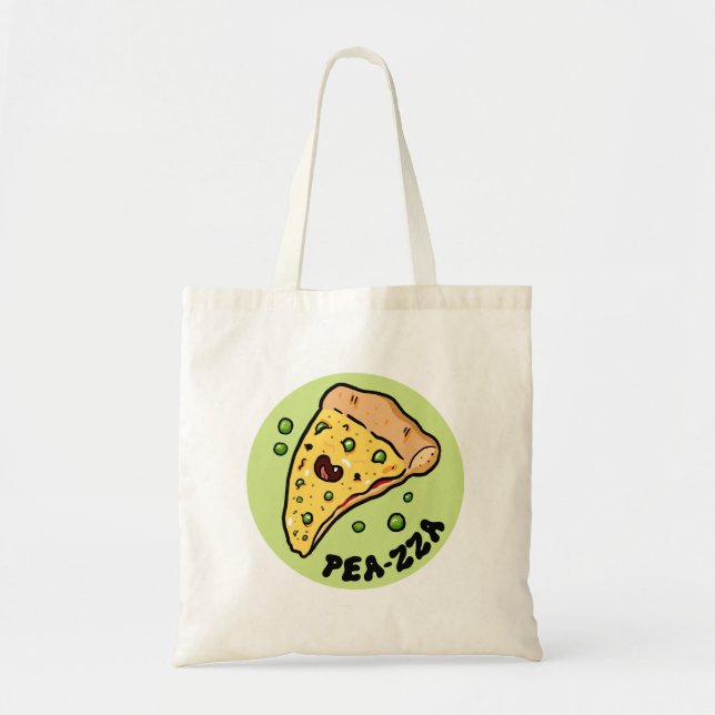 Pea-zza Cute Pizza Vegetable Pun Tote Bag (Front)
