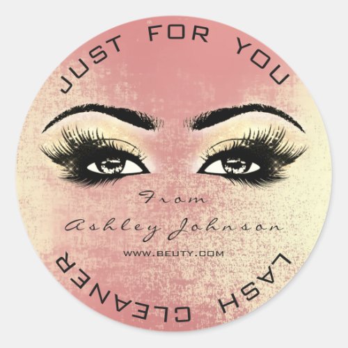 Peac Rose Beauty Glitter Peach Lash Makeup Cleaner Classic Round Sticker