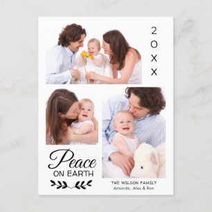 Peace 3 Photo Collage Personalized Family Holiday Postcard