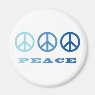 Peace 3 Symbols (Blue) Magnet