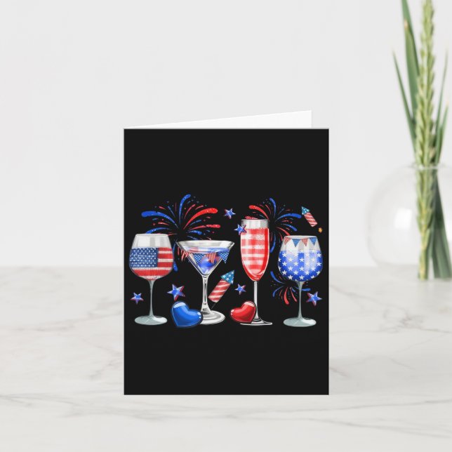 Peace 4th Of July Flag Drink  Card (Front)