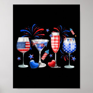 Peace 4th Of July Flag Drink Poster