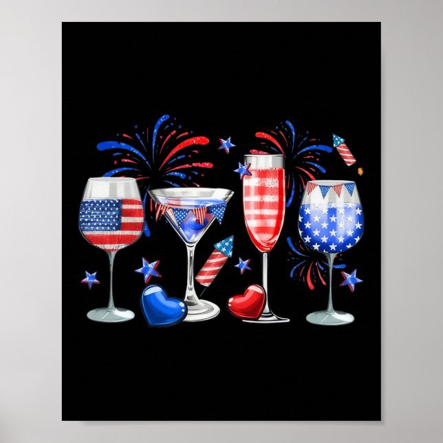 Peace 4th Of July Flag Drink  Poster (Front)